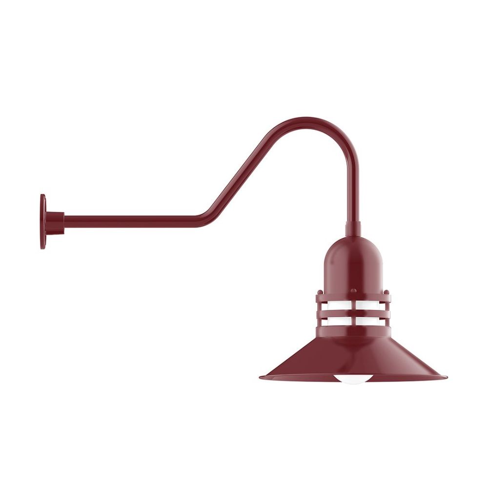 Montclair Lightworks GNC150-55-B01 16" Atomic Shade, Gooseneck Wall Mount, Decorative Canopy Cover, Barn Red